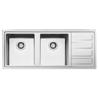 SMEG อ่างล้างจานสเตนเลส 2 หลุม (ซ้าย) มีที่พักจาน แบบฝังบนเคาน์เตอร์ รุ่น LD116D-2