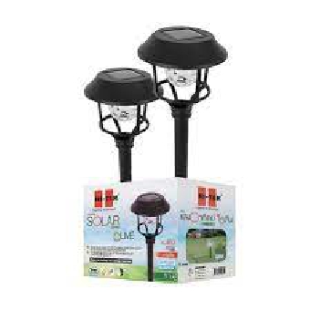 HI-TEK โคมไฟโซล่า LED แบบปักดิน ไพน์ สีดำ (แพ็ค 2)