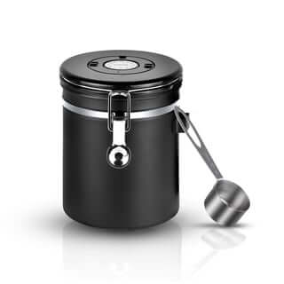 โถเก็บเมล็ดกาแฟ สแตนเลสใส่กาแฟ สูญญากาศ กันความชื้น ETZEL ขนาด 1.8L (ดำ)