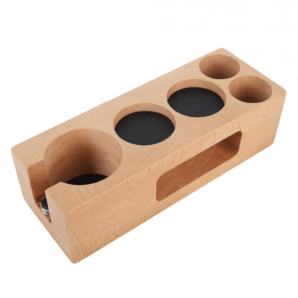 แท่นวางด้ามชงกาแฟ ETZEL แบบไม้ 6 ช่อง พร้อมช่องใส่ฟิลเตอร์