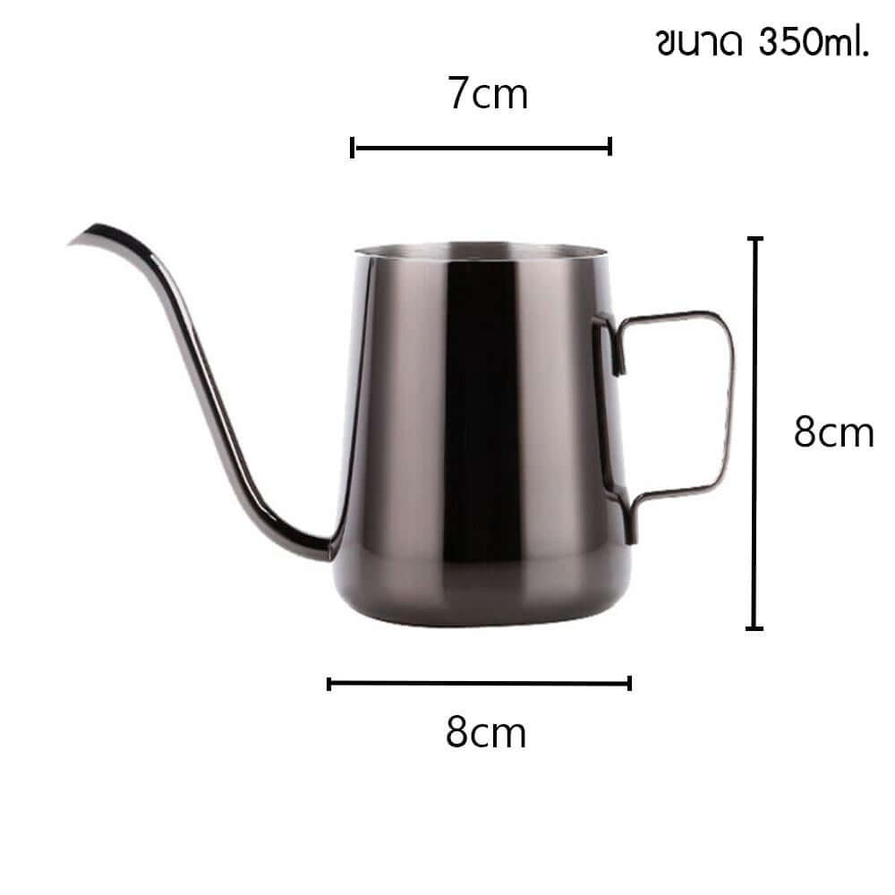 กาดริป สแตนเลส ชงกาแฟ กาปากยาว ETZEL (แบบไม่มีฝาปิด) สีดำ 350ml มีหูจับ