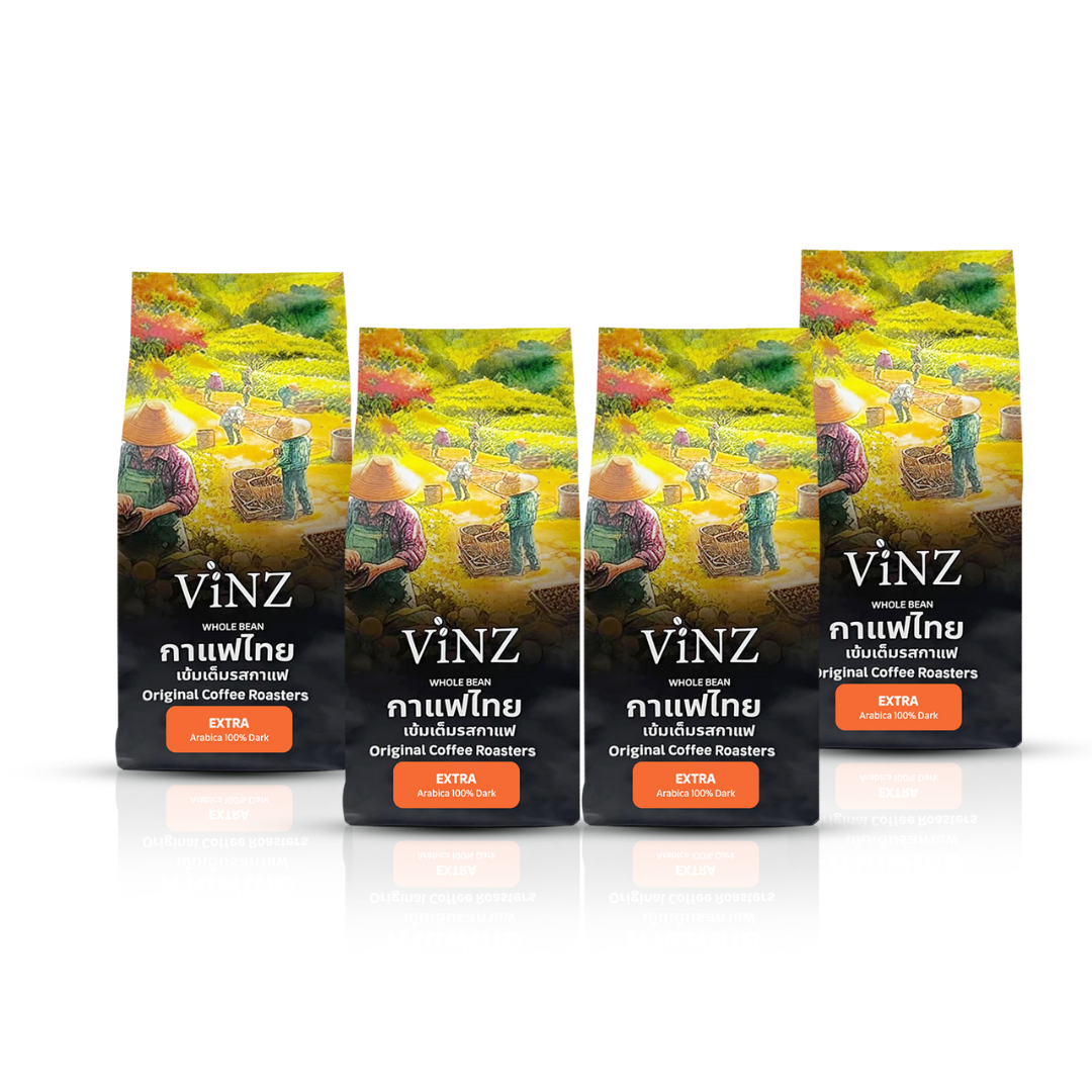 เมล็ดกาแฟ ViNZ ดอยช้าง เอ็กซ์ต้า อาราบิก้า 100% คั่วเข้ม 4 ถุง (ถุงละ 250 กรัม)