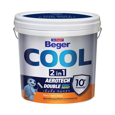 สีน้ำทาภายนอก ขนิดกึ่งเงา BEGER COOL 2 IN 1 BASE A สีขาว 2.5 แกลลอน
