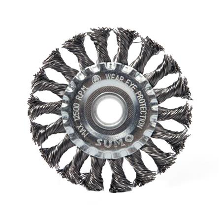 แปรงลวดกลมถักเปีย SUMO HEAVY DUTY 4 นิ้ว (4X1/2 นิ้ว X 16 มม.)