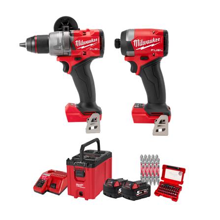 ชุดสว่านและไขควงกระแทกไร้สาย (พร้อมแบตเตอรี่) MILWAUKEE M18 DUO KNIGHT COMBO KIT