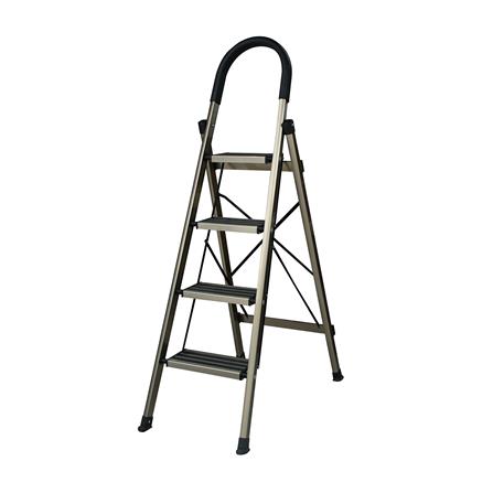 บันไดอะลูมิเนียมทรง A มีมือจับ MATALL 4 ขั้น สีแชมเปญ