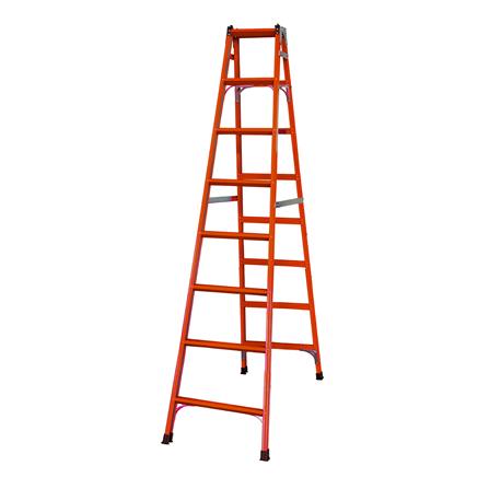 บันไดเหล็กสังกะสีเคลือบสี ทรง A-I SANKI 8 ขั้น สีส้ม