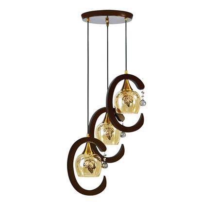 ไฟช่อ SUCCESS CD8765/3 แก้ว/โลหะ สีน้ำตาล/ดำ/ทอง 3 หัว