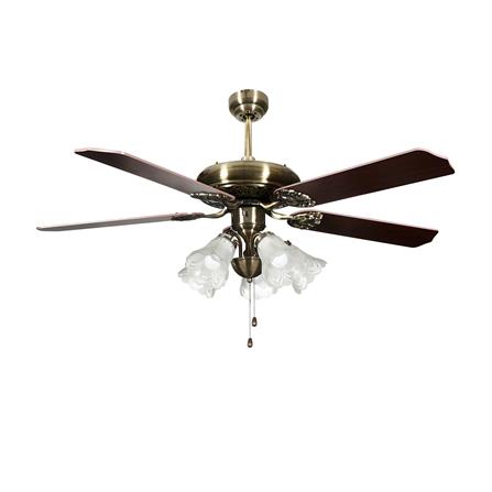 พัดลมโคมไฟ CA05 CARINI ไม้/เหล็ก CLASSIC ทองรมดำ 52" 5ใบพัด 5หัว