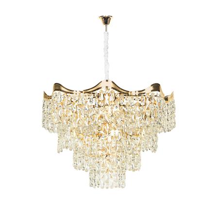 ไฟช่อ L&amp;E CS 01-03121 เหล็ก/แก้ว ทอง/ใส 19 หัว