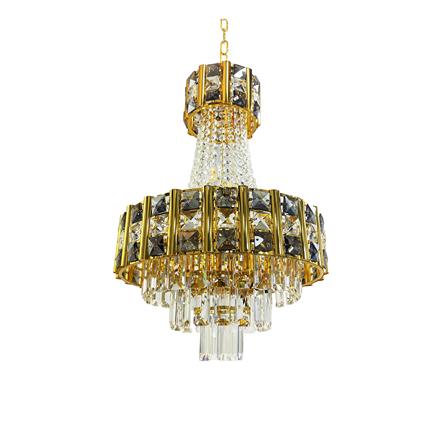 ไฟช่อ EVL CFC-11088 สีดำ/ใส/ทอง 6 หัว