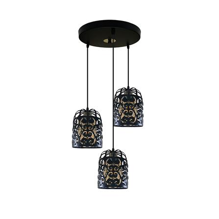 ไฟช่อ EVL HG-33008 สีดำ/ชา 3 หัว