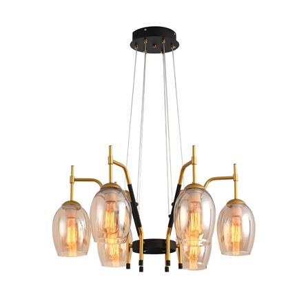 ไฟช่อ CST TYB06 แก้ว/โลหะ สีทอง/ชา/ดำ 6 หัว