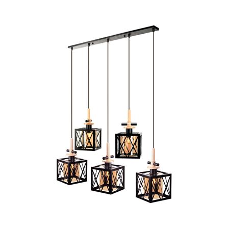 ไฟช่อ LUMAX 01-02931 สีดำ/ชา/น้ำตาล 5 หัว