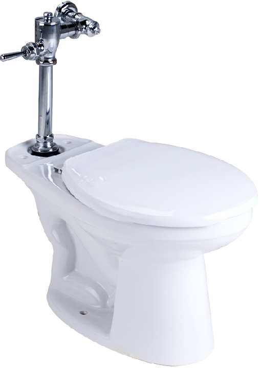 สุขภัณฑ์นั่งราบแบบใช้ฟลัช ชนิดท่อลงพื้น พร้อมฝารองนั่ง สีขาว (ไม่รวมฟลัชวาล์ว)