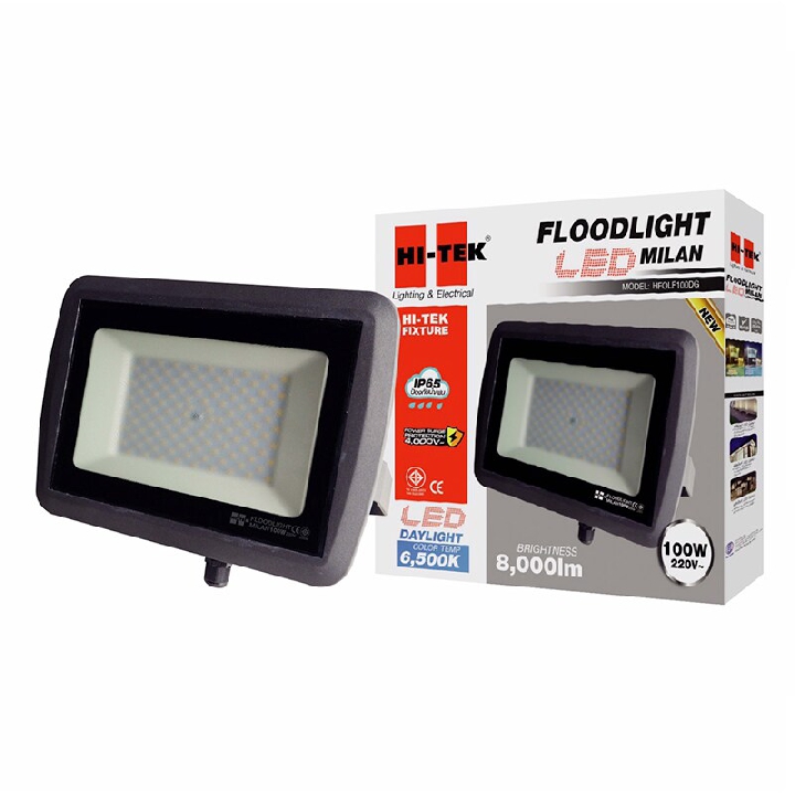 HI-TEK ฝลัดไลท์ LED มิลาน IP65 10W สีเทาดำ แสงขาว HFOLFE10DG - สินค้าพร้อมจัดส่ง