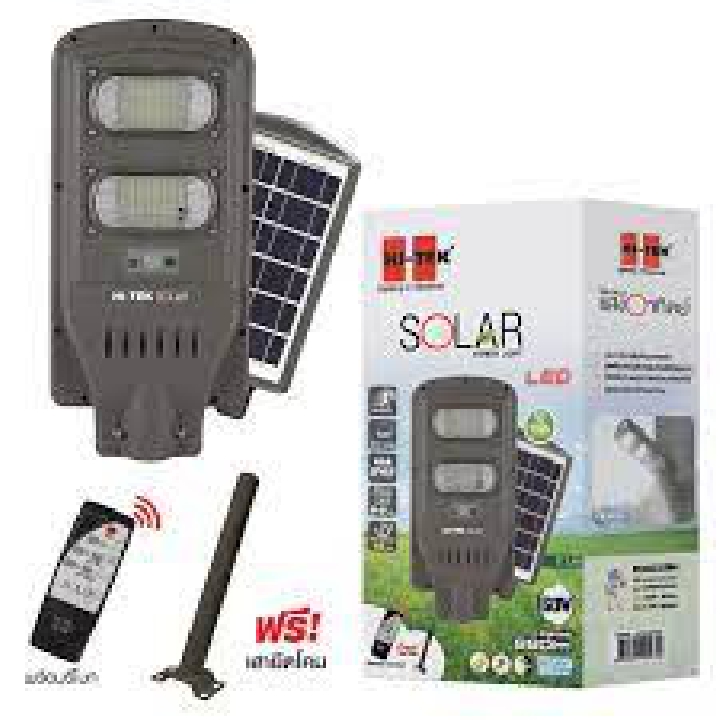 โคมไฟถนนโซลาร์เซลล์พร้อมขาจับ LED 60W DL HI-TEK รุ่น HFSS00060D 60W DL สีเทา