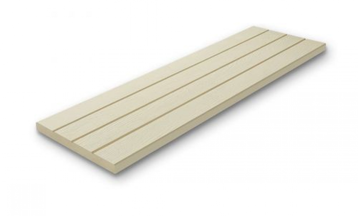 ไม้พื้นเฌอร่า รุ่นเซาะ 3 ร่อง ลายชัยพฤกษ์ สีรองพื้นขาวมะลิ (2.5 x 30 x 300 cm) Shera