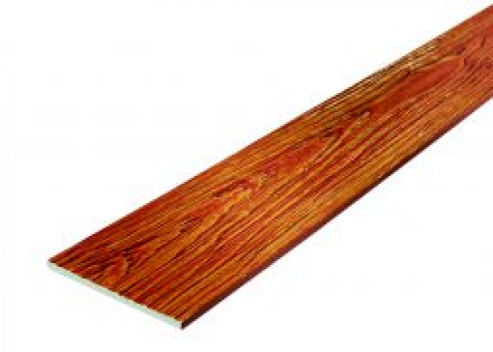 ไม้ฝา ตราเฌอร่า รุ่นขอบตรง ลายสัก สีสักทอง ชายน์ไลท์ Shera