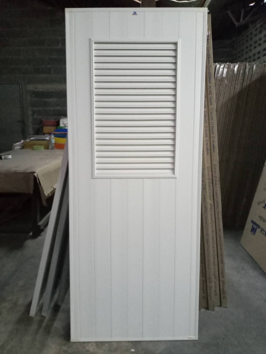 ประตูPVC Metro-Tech รุ่นTiger TD13 แบบบานเกล็ด1-2บาน สีครีม , สีเทา 70*200