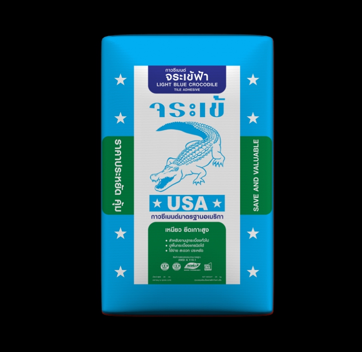 กาวซีเมนต์ จระเข้ฟ้า สำหรับปูกระเบื้อง ขนาดสูงสุด 60x60 ซม. จระเข้
