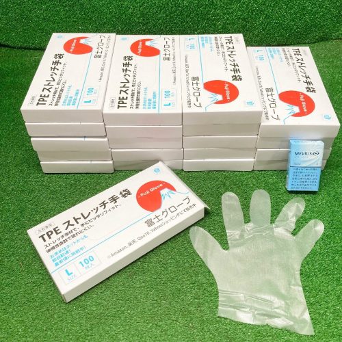 手落.Q647 20箱2000枚セット 富士グローブ 使い捨て手袋 Lサイズ TPEストレッチ手袋 左右兼用 1箱100枚入