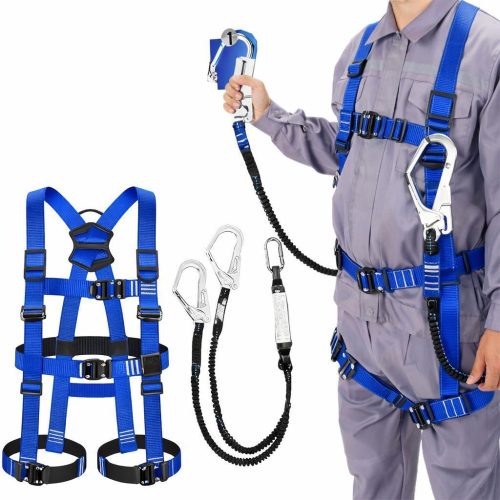 สายรัดแบบเต็มตัว (สีน้ำเงิน) Harness Lanyard 2 แขวนเข็มขัดนิรภัยอุปกรณ์ป้องกันการตก