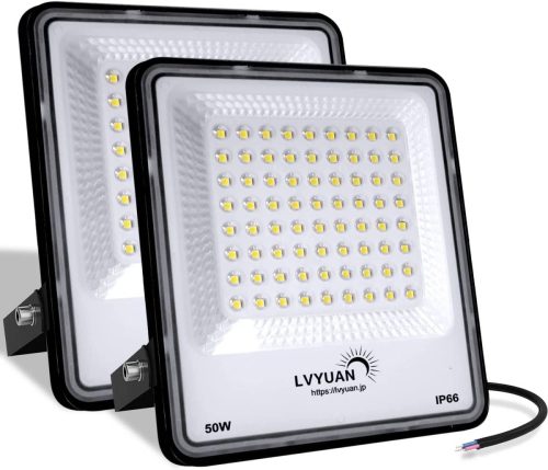 ใหม่ 50W LED Floodlight 6000LM 2 ชิ้น IP66 กันน้ำ Daylight ไฟ LED บางกลางแจ้งทำงานแสงเลือดแสงโกดังทำงานรับประกัน 2 ปี Yinleader