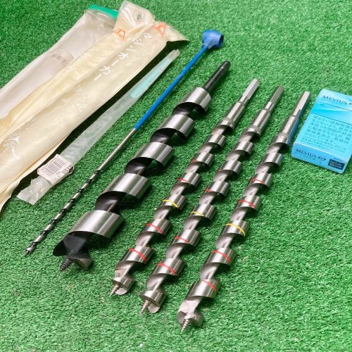 Shiraku Q686 Tsumura เครื่องไม้ Auger 21 มม.พร้อมเครื่องวัดความลึก Onishi Kogyo ยาว 32 มม.Star M Kobayashi ประเภทสว่านมือ 6 มม.ชุด 5
