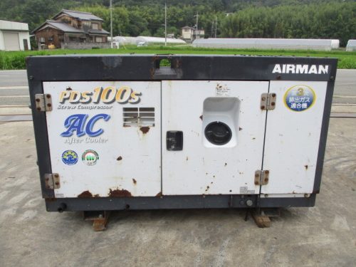 แอร์แมน PDS100S-5C1 เครื่องอัดอากาศเครื่องยนต์พร้อมอาฟเตอร์คูลเลอร์ตรวจสอบไอเสียระดับตติยภูมิแล้ว! สภาพดี!