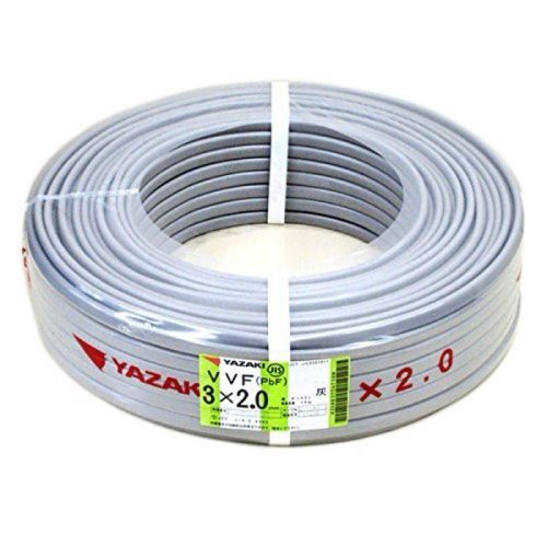 3 สินค้าที่ไม่ได้ใช้ YAZAKI Yazaki VVF(PbF) 3×2.0mm 100m Black, White, Green G line Electric wire อุปกรณ์จ่ายไฟเครื่องมือ Cable วันที่ผลิต 26/06
