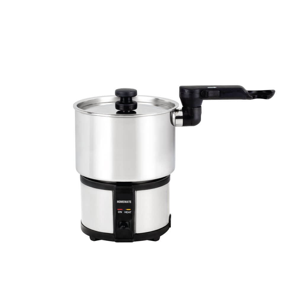 เตาไฟฟ้าพร้อมหม้อพกพา สเตนเลส 304 HOMEMATE (HOM-123501) ความจุ 1 ลิตร สีเงิน