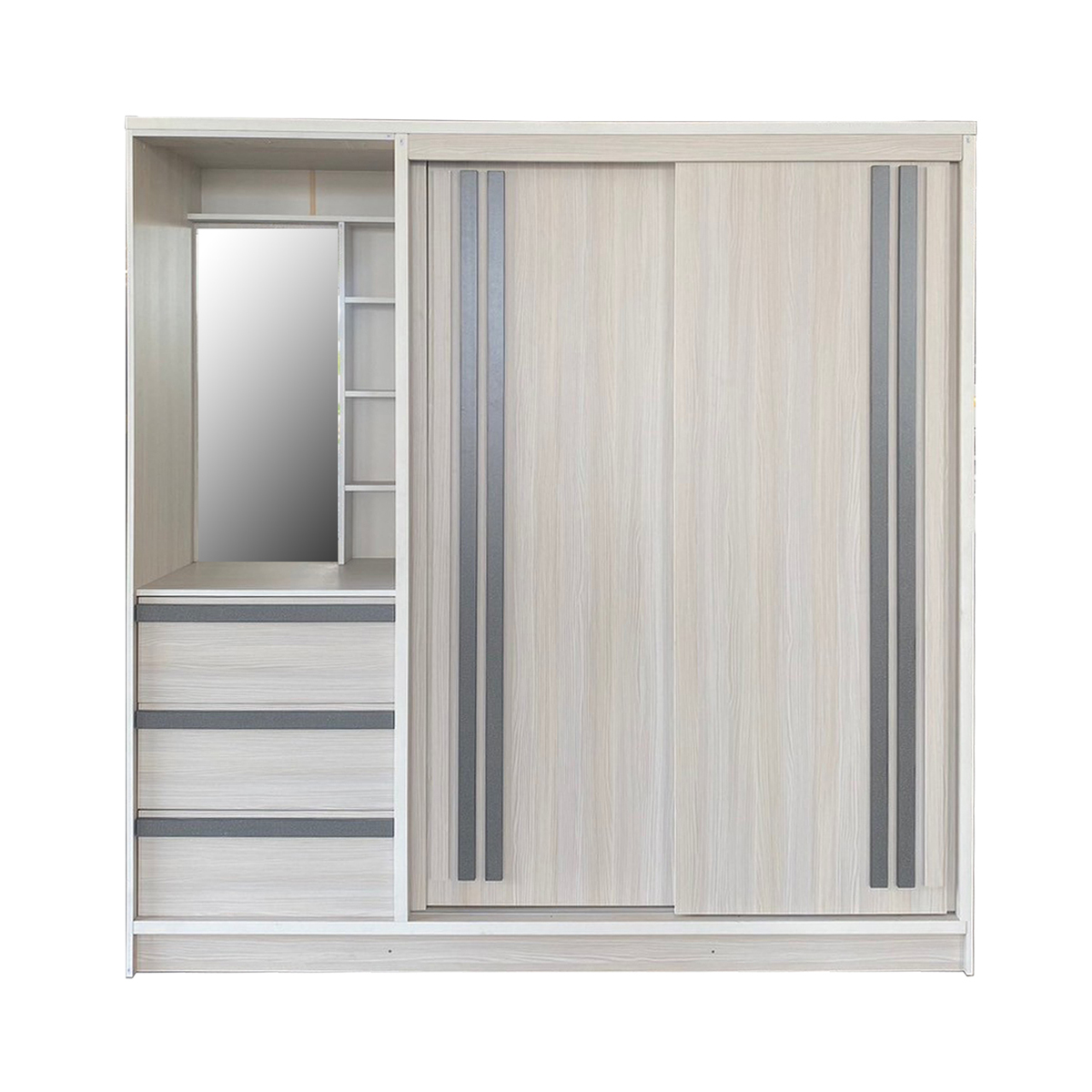 DECOS ตู้เสื้อผ้าบานเลื่อน 200 ซม. รุ่น Irene สีน้ำตาล