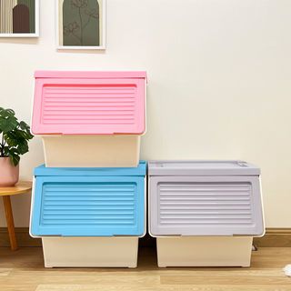 PETCH กล่องเก็บของพร้อมฝาสไลด์ size L 44x42x40.5cm. รุ่น 8221 สีฟ้า