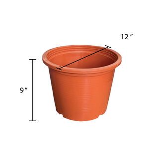 GREENHOUSEกระถางพลาสติก-ปากตรงสีอิฐ 12