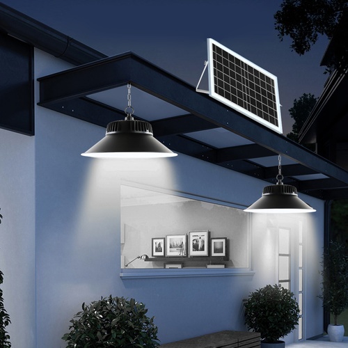 EILON โคมไฟแขวนโซลาร์เซลล์ 12W ปรับได้ 2 แสง รุ่น TD-0546M สีดำ