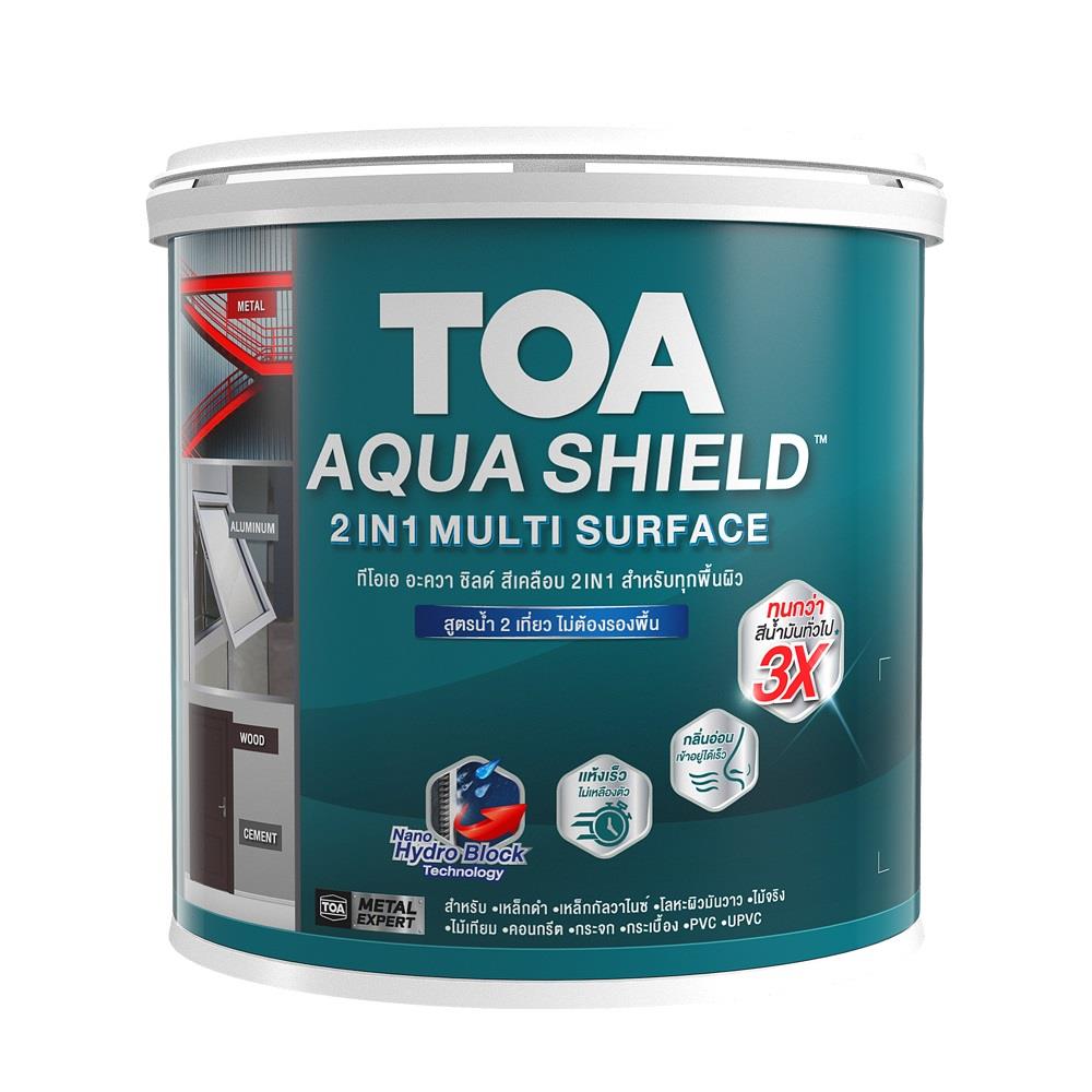 สีเคลือบเงา TOA AQUA SHIELD 2 IN 1 AQ684 สี PASTEL GREY กึ่งเงา 3.5 ลิตร