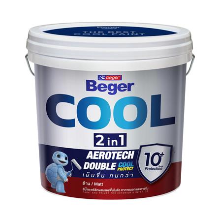 สีน้ำทาภายนอก ชนิดด้าน BEGER COOL 2 IN 1 BASE A สีขาว 9 ลิตร