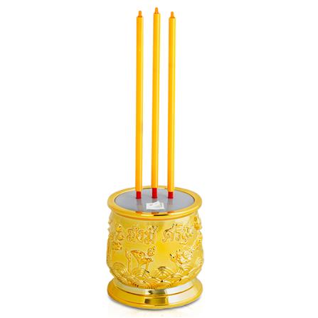 กระถางธูป LED 3 ดอก CLAIRE 28 ซม. สีเหลืองทอง