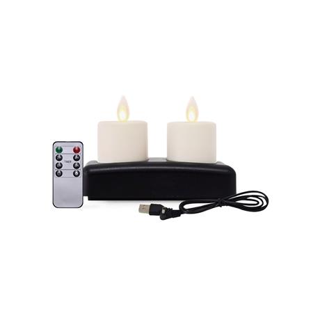 เทียน LED ชาร์จ CLAIRE WARMWHITE สีขาว พร้อมที่ชาร์จ แพ็ค 2 ชิ้น