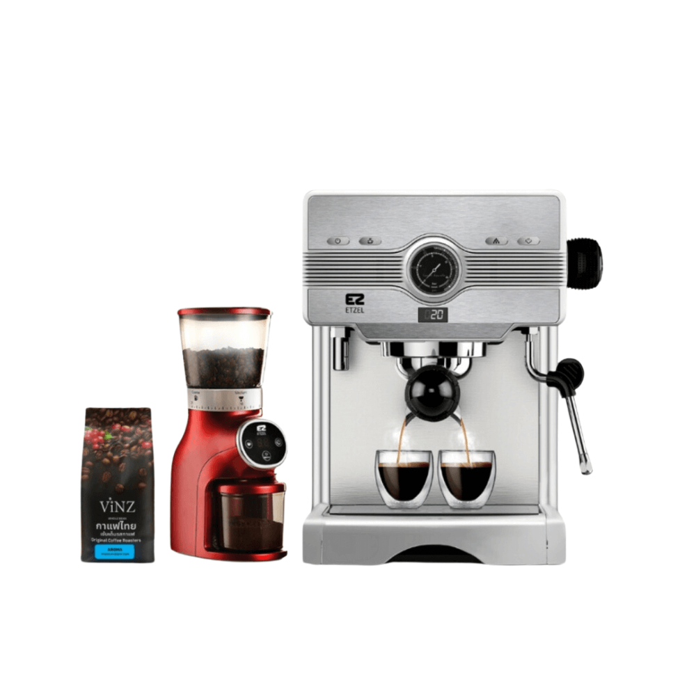 เครื่องชงกาแฟETZEL SN603 + เครื่องบดเมล็ดกาแฟSN9401D และเมล็ดกาแฟแถมฟรี กาแฟดอยช้าง 250 กรัม