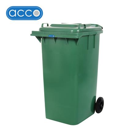 ถังขยะเหลี่ยม ฝาเปิด-ปิด มีล้อ ACCO 240L สีเขียว