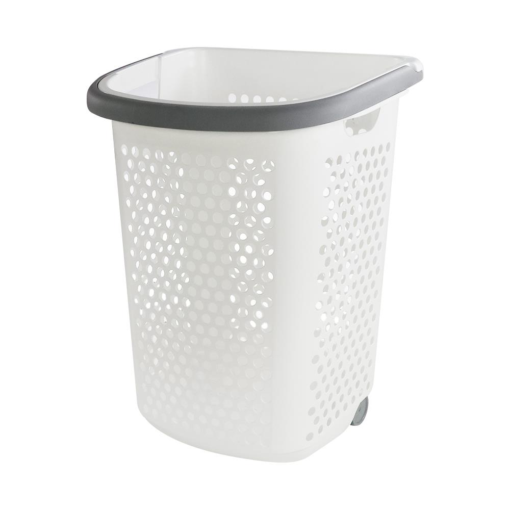 ตะกร้าผ้าล้อลาก PLIM BK-137-3 สีขาว/เทา