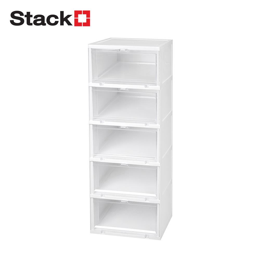 กล่องรองเท้า 5 ช่อง STACKO TOWER 35x28x88 ซม. สีขาว/ใส