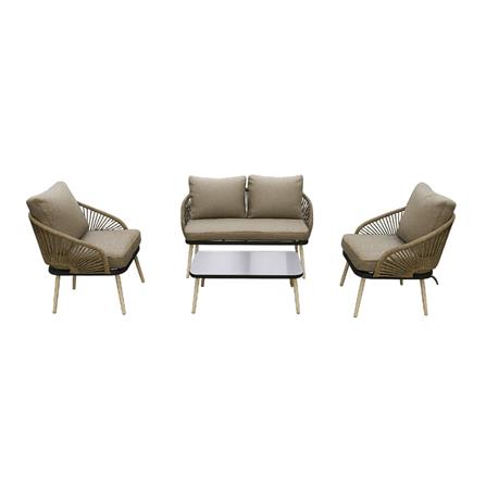 ชุดโซฟาสนาม 4 ที่นั่ง SPRING LINDA สีเทา/น้ำตาล