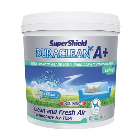 สีน้ำทาฝ้า TOA SUPERSHIELD DURACLEAN A PLUS D777 สีขาว ด้าน 2.5 แกลลอน