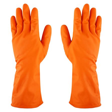 ถุงมือยาง ตราม้า สีส้ม Size L