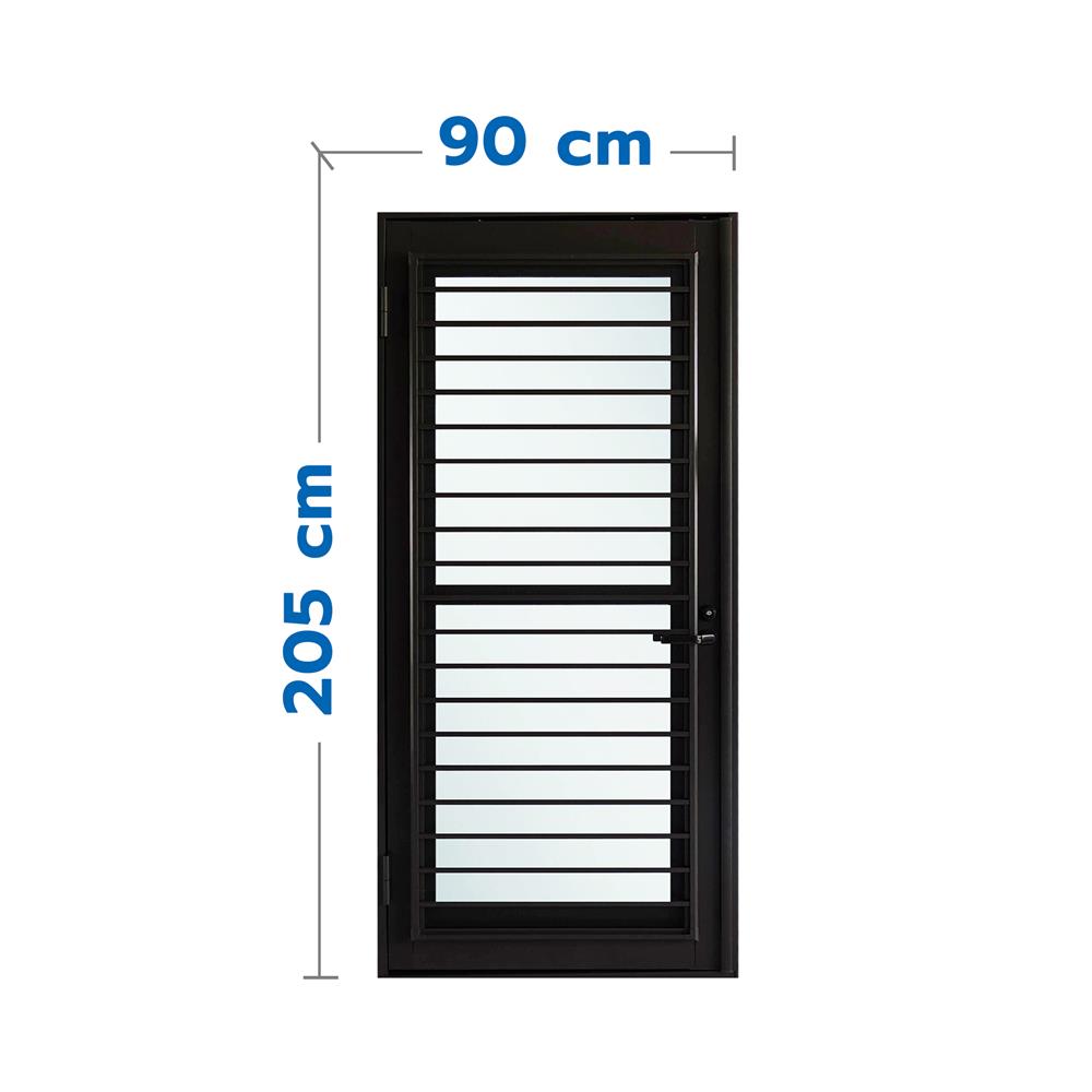 ชุดประตูบานเปิด ระบายอากาศ อะลูมิเนียม SANKYOALUMI J-TRUST VENTILATION 90x205 ซม. สีดำ พร้อมชุดวงกบ-บานพับ-ลูกบิด-โช้ค