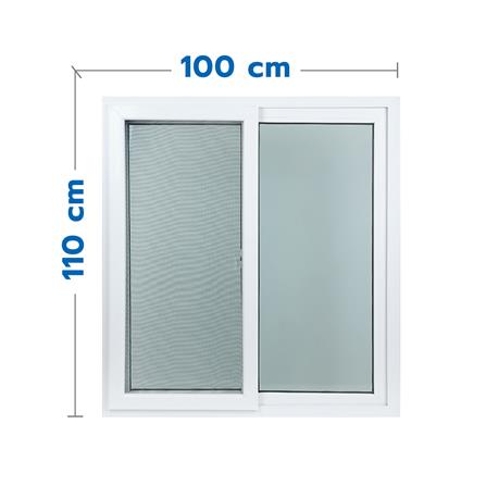 หน้าต่างบานเลื่อน UPVC S-S มุ้ง HOFFEN TRENDY 100X110 ซม. สีขาว