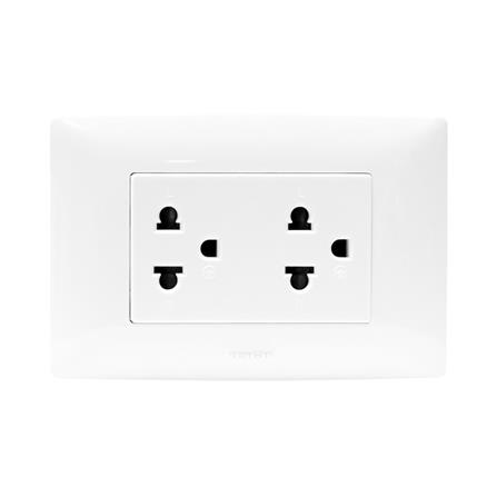 ชุดเต้ารับคู่ 3 ขากลมแบน HACO AP-E20 สีขาว